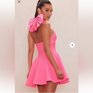 Fashion Nova Brynn Bow Bandage Mini Dress Babydoll Barbie Halter Hot Pink Small